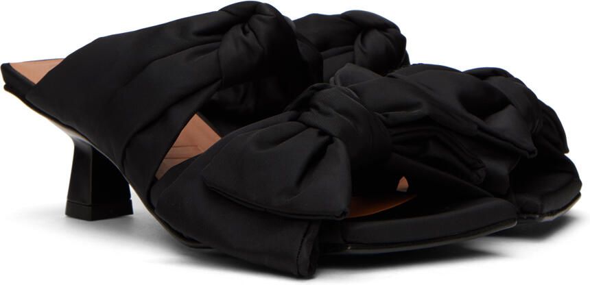 GANNI Black Soft Bow Heeled Sandals