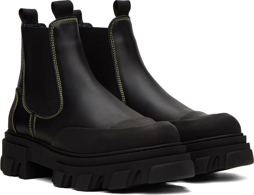 GANNI Black Cleated Low Chelsea Boots - Picture 4