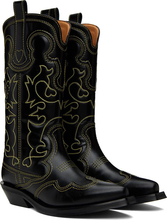 GANNI Black Western Boots - Picture 3