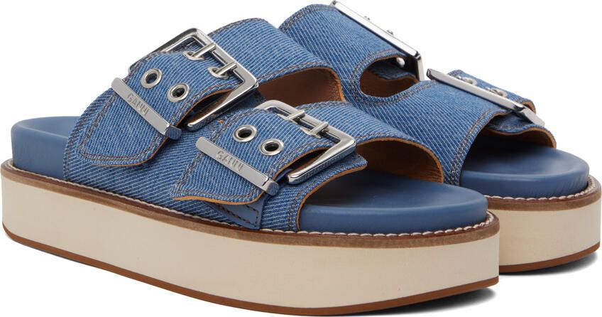 GANNI Blue Wide Chunky Sandals - Picture 2