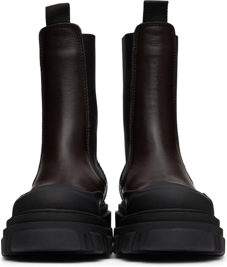 GANNI Brown Calfskin Chunky Chelsea Boots - Picture 2