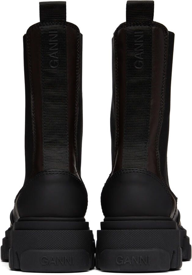 GANNI Brown Calfskin Chunky Chelsea Boots - Picture 3