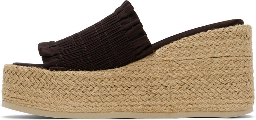GANNI Brown Smock Espadrille Wedge Sandals - Picture 3