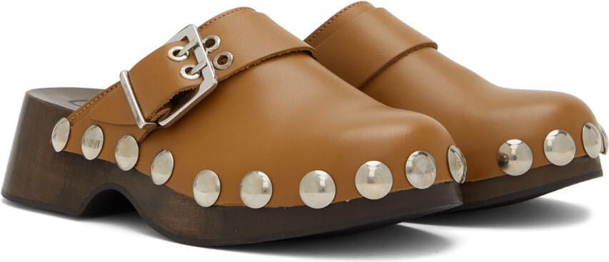 GANNI Brown Studded Clogs - Picture 2