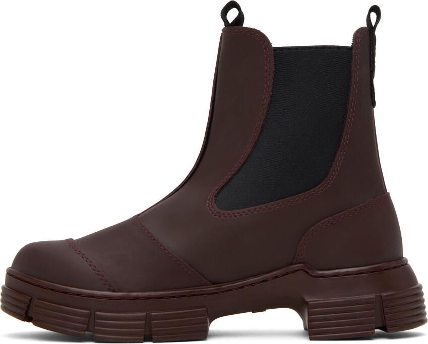 GANNI Burgundy City Boots - Picture 3