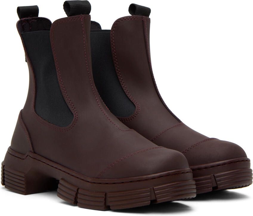 GANNI Burgundy City Boots - Picture 2