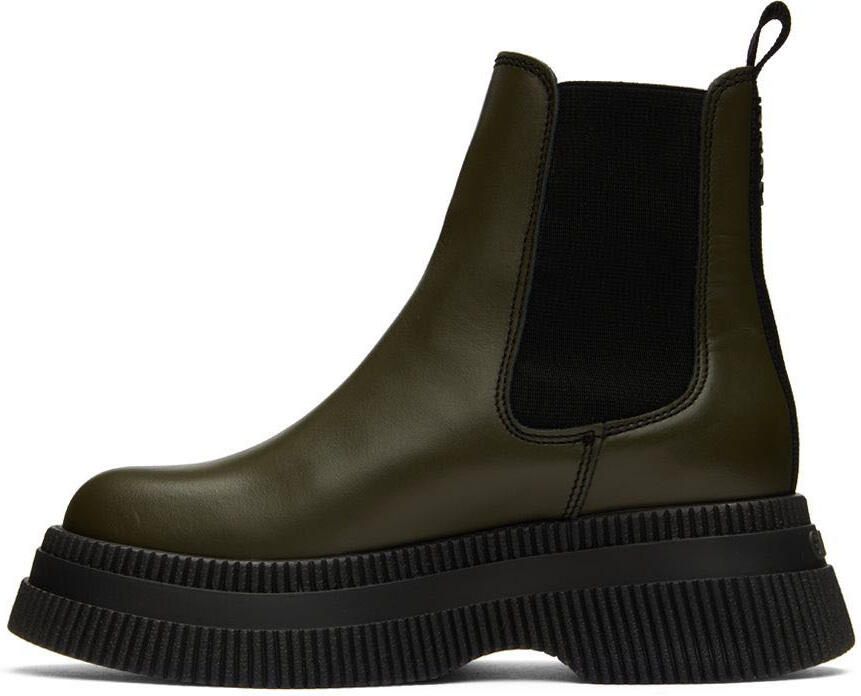 GANNI Green Chunky Chelsea Boots - Picture 3