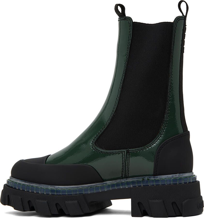 GANNI Green Cleated Chelsea Boots - Picture 2