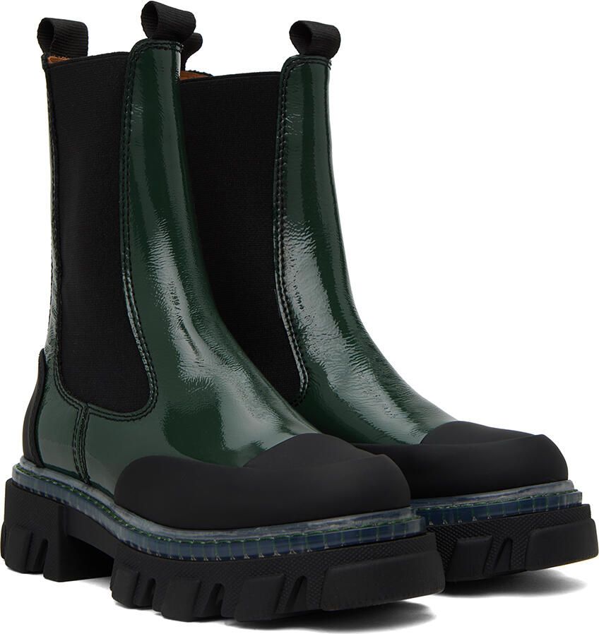 GANNI Green Cleated Chelsea Boots