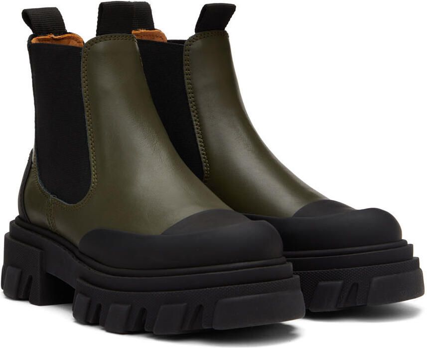 GANNI Khaki Low Chelsea Boots - Picture 2