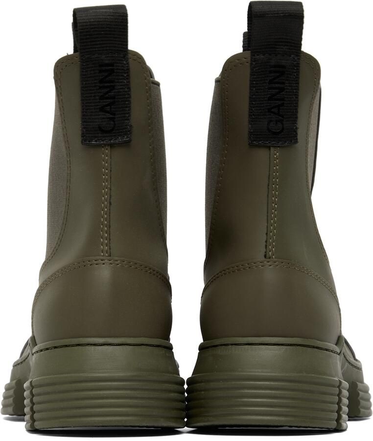 GANNI Khaki City Ankle Boots