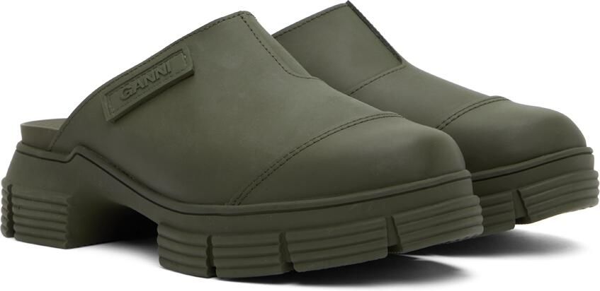 GANNI Khaki City Slippers - Picture 2