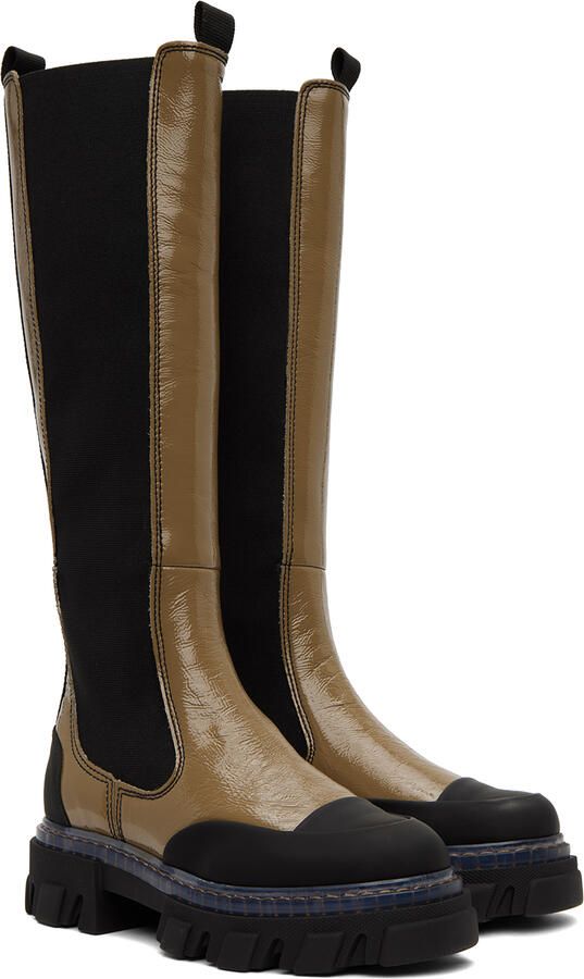 GANNI Khaki Cleated Boots - Picture 2