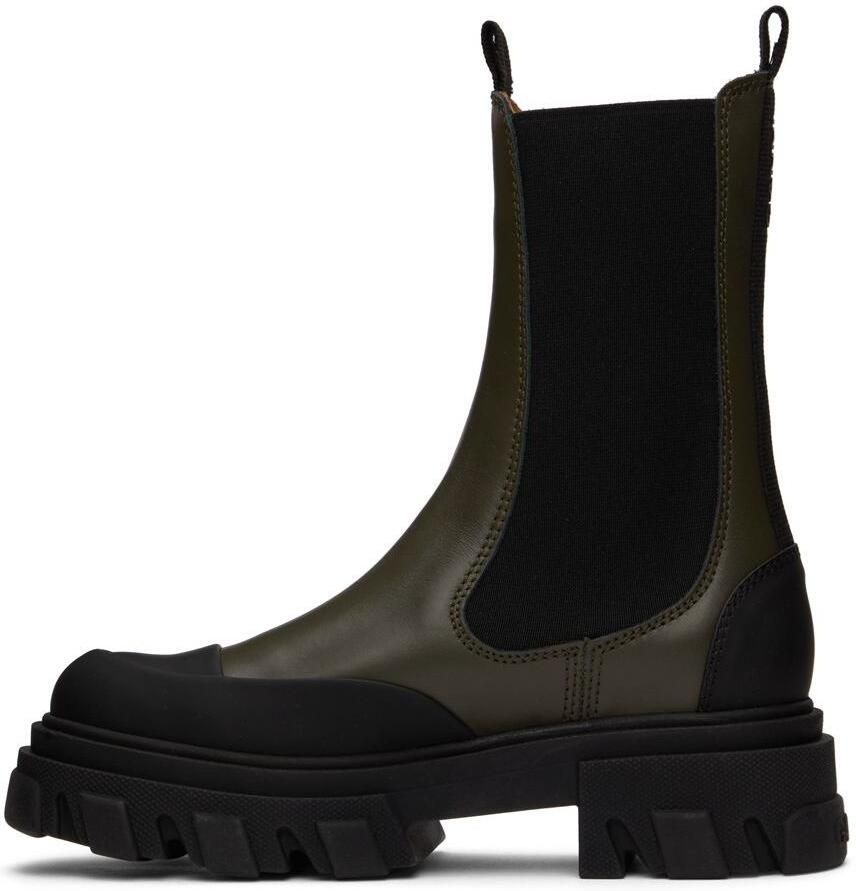 GANNI Khaki Cleated Mid Chelsea Boots