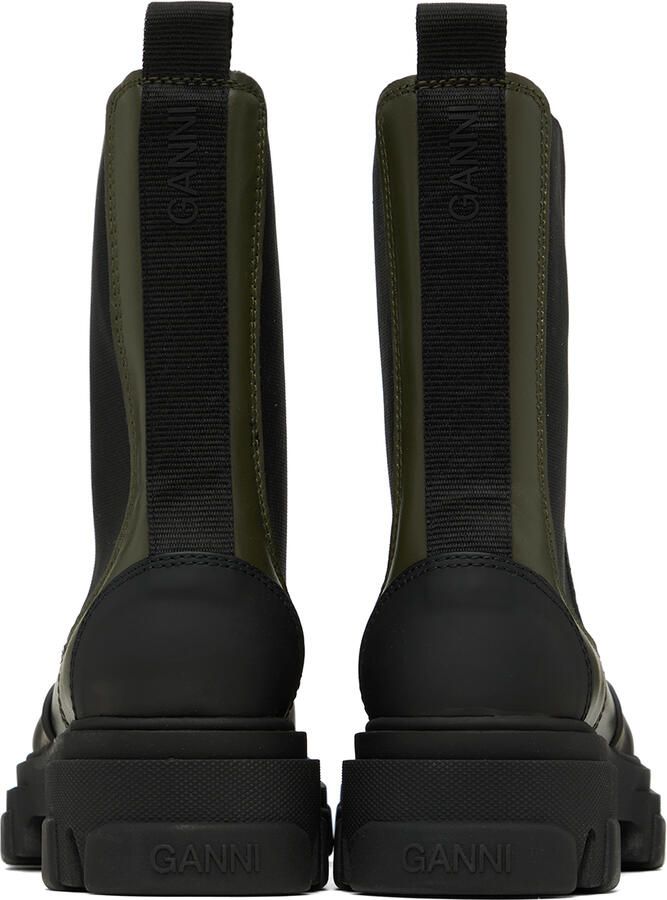GANNI Khaki Cleated Mid Chelsea Boots - Picture 3