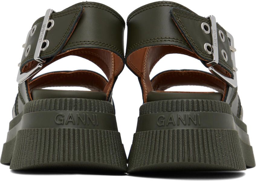 GANNI Khaki Platform Sandals