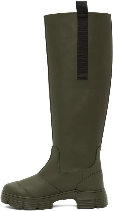GANNI Khaki Recycled Rubber Country Boots