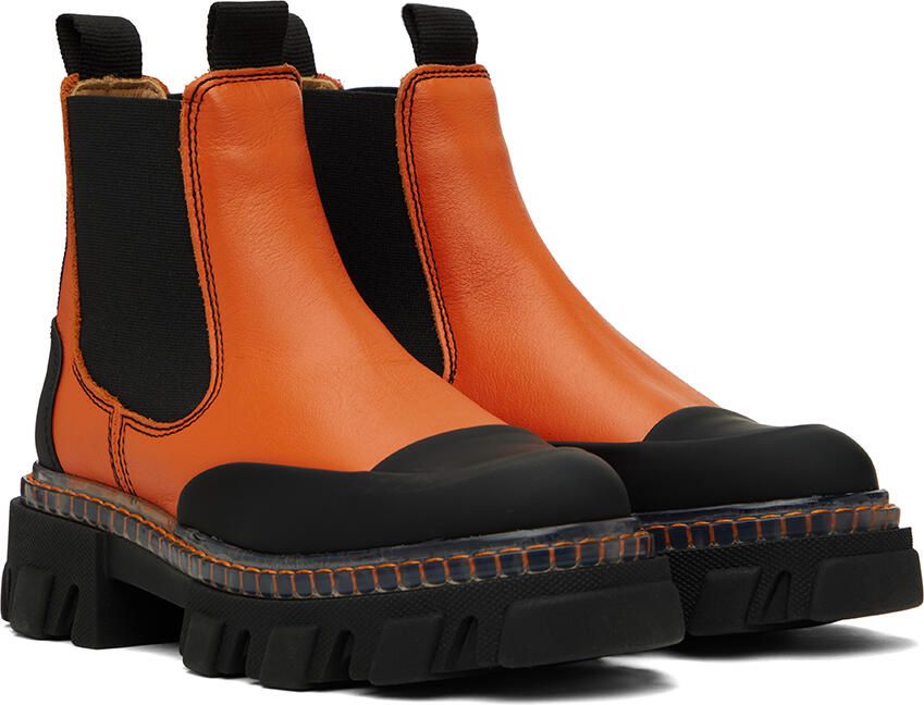 GANNI Orange Cleated Low Chelsea Boots - Picture 2