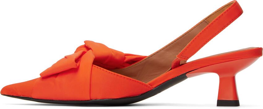 GANNI Orange Soft Bow Heels - Picture 3