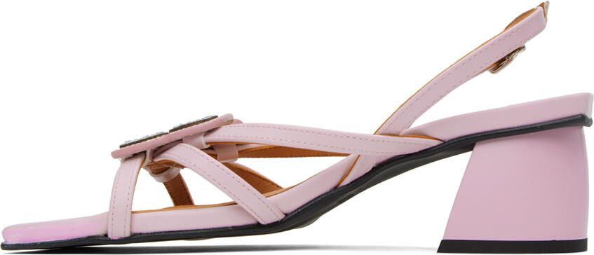 GANNI Pink Butterfly Strass Heeled Sandals - Picture 3