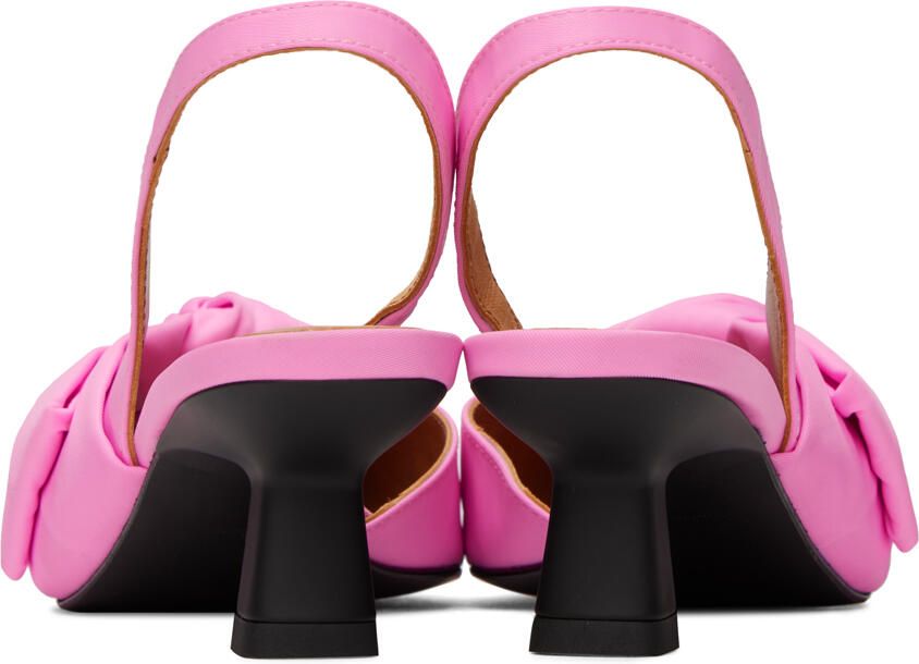 GANNI Pink Soft Bow Slingback Heels