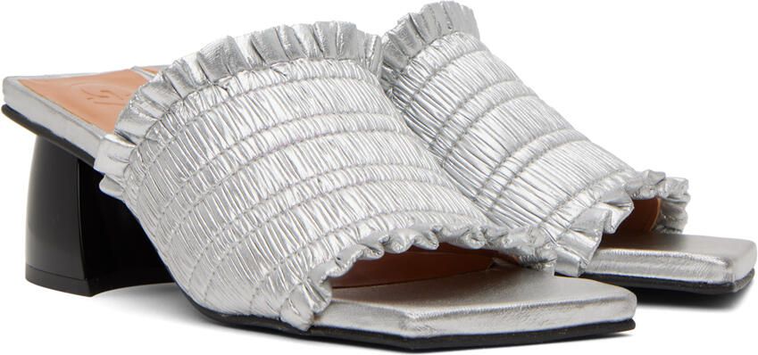 GANNI Silver Smock Mules - Picture 2