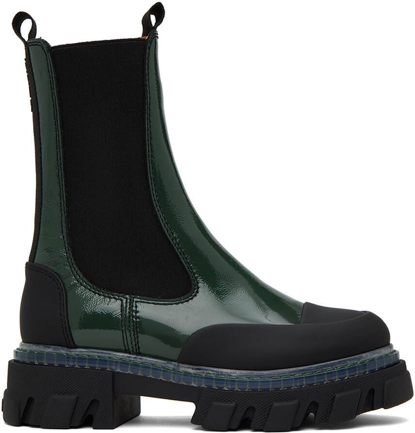 GANNI Green Cleated Chelsea Boots