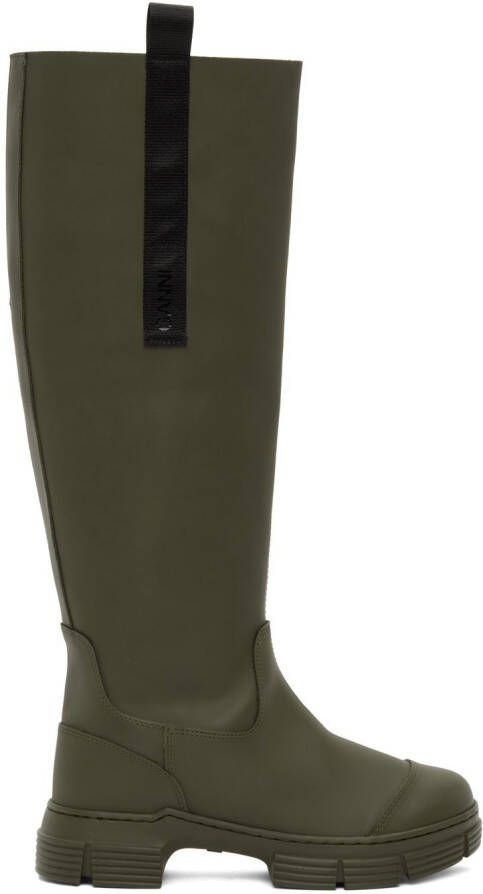 GANNI Khaki Recycled Rubber Country Boots