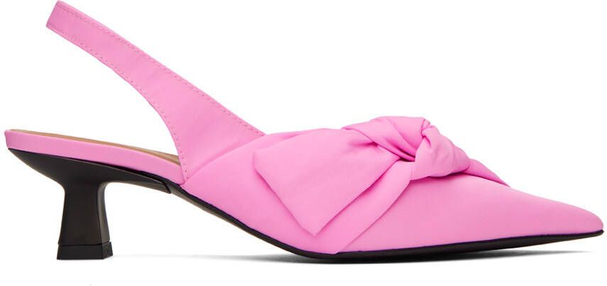 GANNI Pink Soft Bow Slingback Heels