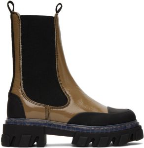 GANNI Taupe Cleated Chelsea Boots