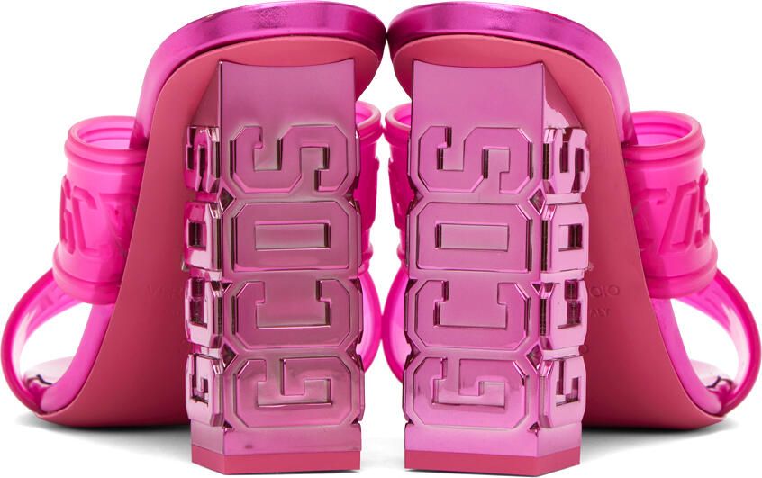 GCDS Pink Transpallic Criss-Cross Heeled Sandals