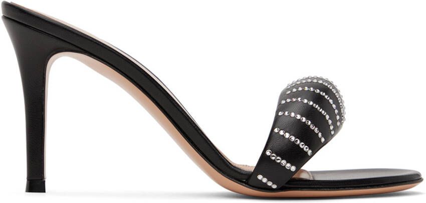 Gianvito Rossi Black Bijoux Crystal Heeled Sandals