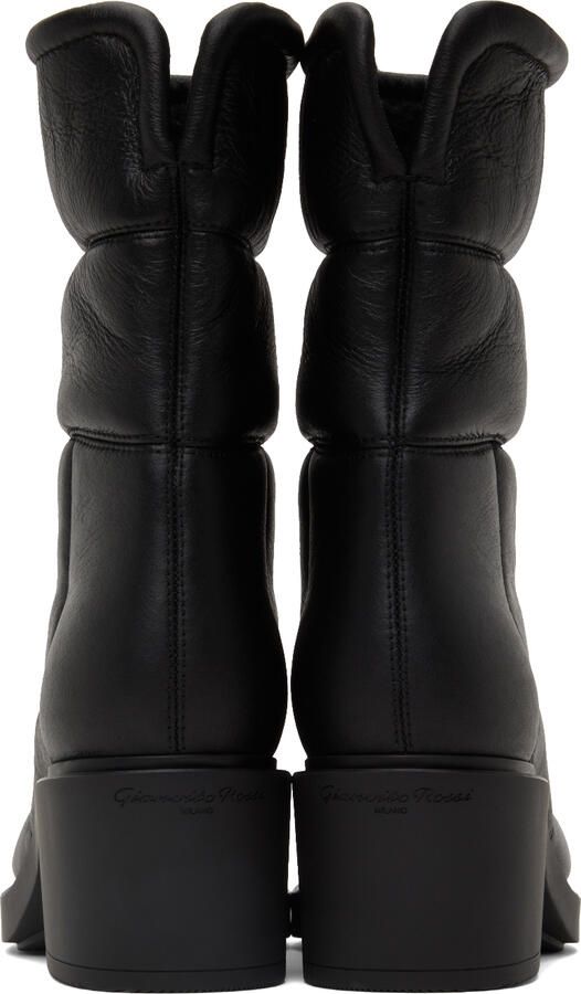 Gianvito Rossi Black Quilted Shearling Ankle Boots - Picture 3