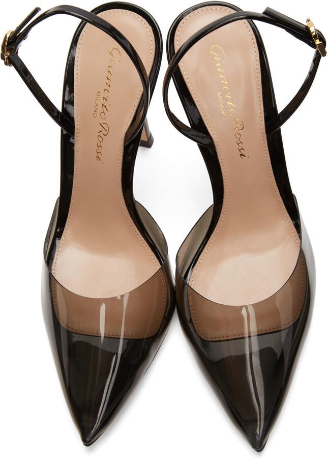 Gianvito Rossi Black Ribbon D'Orsay Plexi 105 Heels - Picture 3