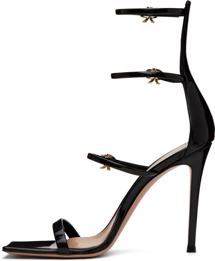 Gianvito Rossi Black Ribbon Uptown Heeled Sandals - Picture 2