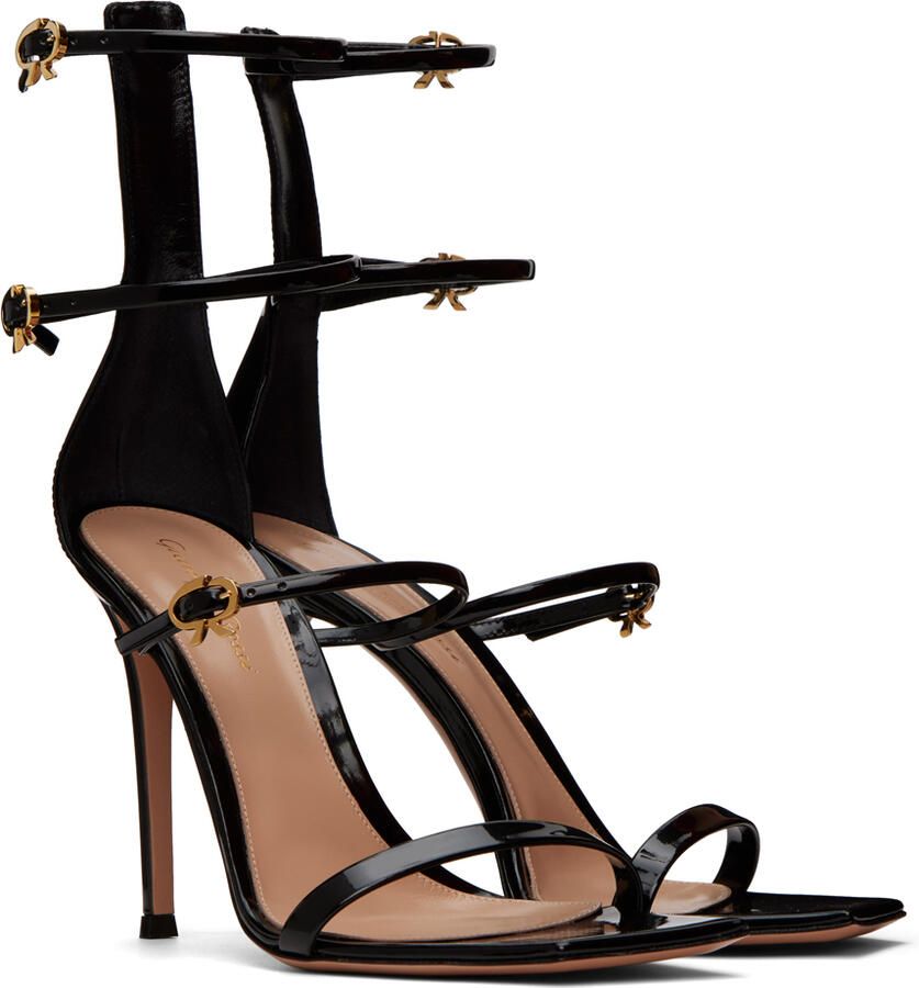 Gianvito Rossi Black Ribbon Uptown Heeled Sandals