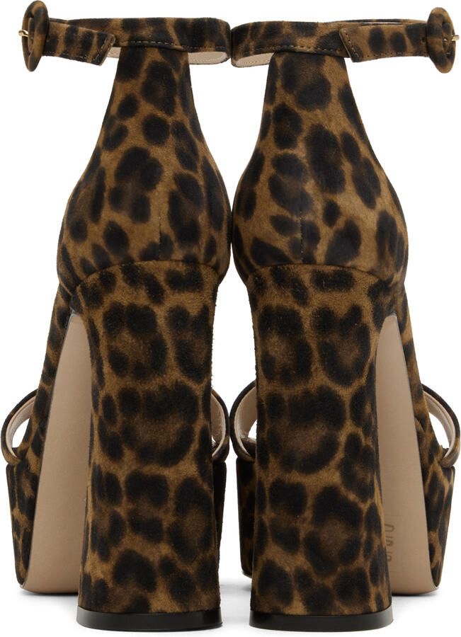 Gianvito Rossi Brown Leopard Print Heeled Sandals - Picture 3