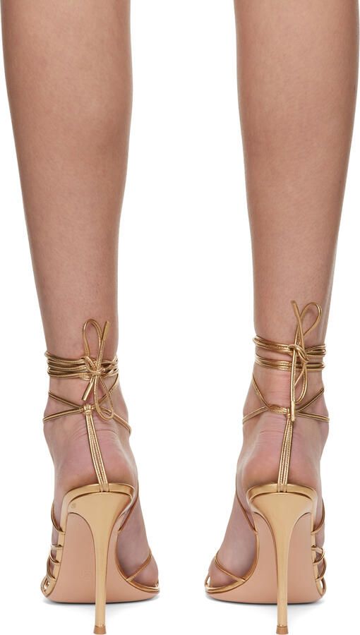 Gianvito Rossi Gold Metallic Sylvie Heeled Sandals - Picture 3