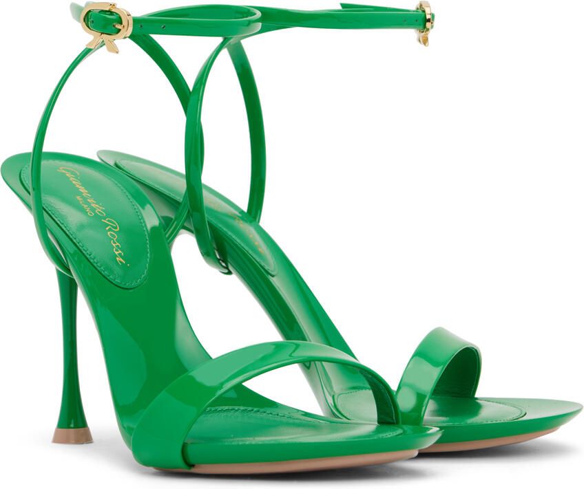 Gianvito Rossi Green Spice Ribbon Heeled Sandals - Picture 3