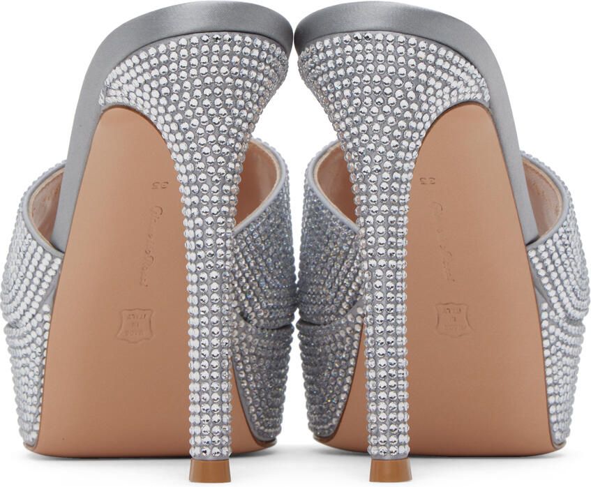 Gianvito Rossi Silver Crystal Tracey Heeled Sandals