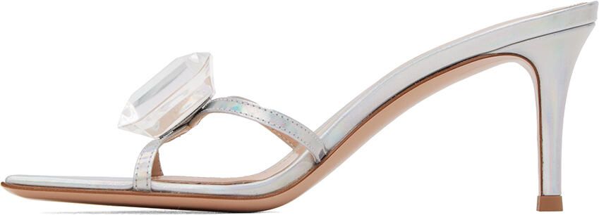 Gianvito Rossi Silver Burma Heeled Sandals - Picture 4