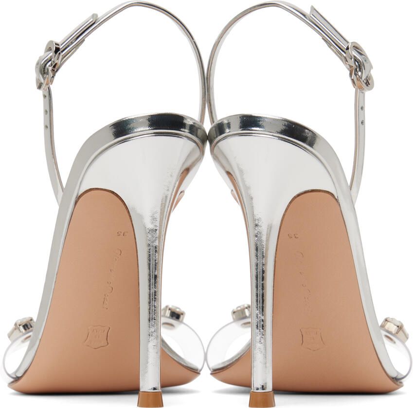 Gianvito Rossi Silver Ribbon Candy Heeled Sandals