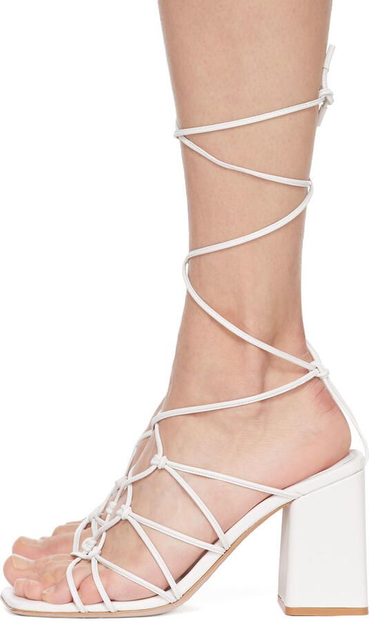 Gianvito Rossi White Nappa Minas Heeled Sandals - Picture 3