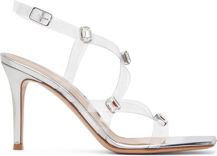 Gianvito Rossi Transparent & Silver Crystal Fever Heeled Sandals