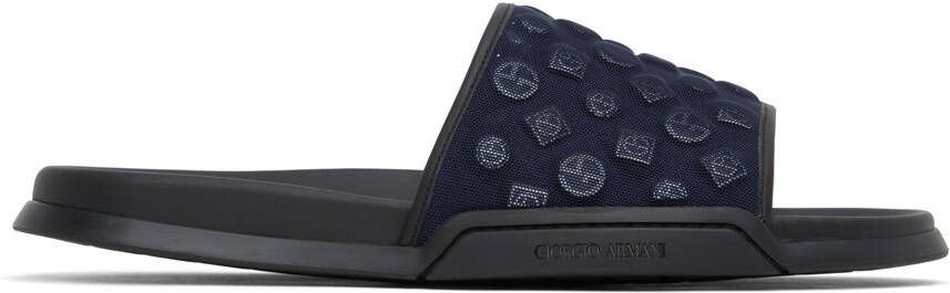 Giorgio Armani Black Embossed Sandals