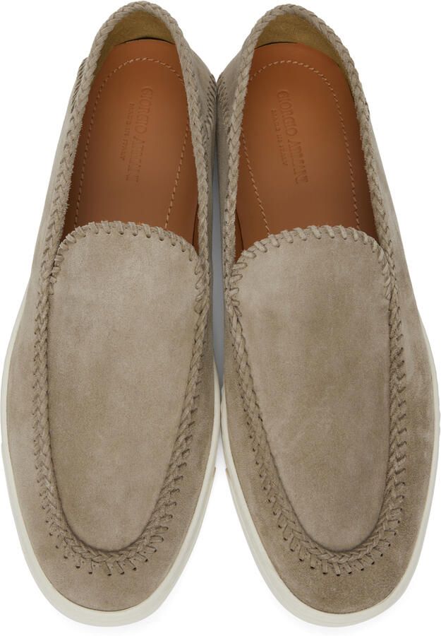 Giorgio Armani Beige Suede Slip-On Sneakers