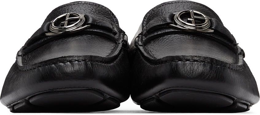Giorgio Armani Black Leather Driving Loafers