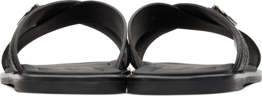 Giorgio Armani Black Leather Sandals - Picture 2