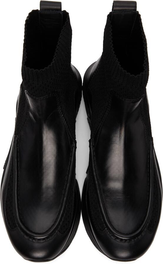 Giorgio Armani Black Paneled Chunky-Soled High-Top Sneakers - Picture 3