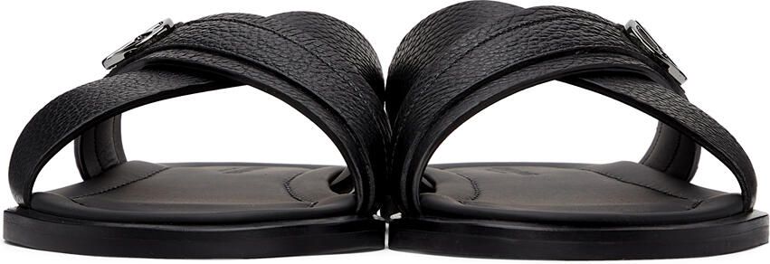 Giorgio Armani Black Pebbled Plaited Sandals - Picture 3